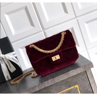 Modern Classic Chanel Velvet Mini 2.55 Flap Handbag AS0874 Burgundy 2025