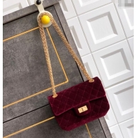 Modern Classic Chanel Velvet Mini 2.55 Flap Handbag AS0874 Burgundy 2025