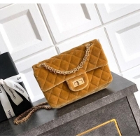 Buy Classic Chanel Velvet Mini 2.55 Flap Handbag AS0874 Clay Yellow 2025