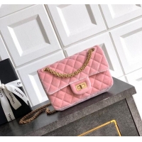Top Quality Chanel Velvet Mini 2.55 Flap Handbag AS0874 Light Pink 2025