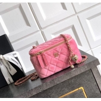 Buy Classic Chanel Velvet Vanity Case with Chain and Strass Ball CH101007 Pink 2025