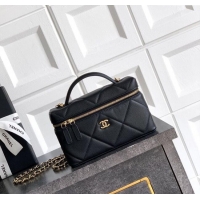 High Quality Chanel Grained Shiny Calfskin Vanity Case with Chain and Top Handle AP4936 Black/Gold 2025