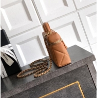 Cheapest Chanel Grained Shiny Calfskin Vanity Case with Chain and Top Handle AP4936 Caramel Brown 2025