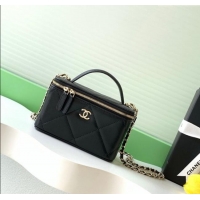 Most Popular Chanel Grained Shiny Calfskin Long Vanity with Chain and Top Handle AP4933 Black 2025