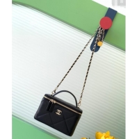 Most Popular Chanel Grained Shiny Calfskin Long Vanity with Chain and Top Handle AP4933 Black 2025