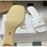 Top Design Dior Dway Heel Slides Sandal 4cm in Grained Calfskin Leather White 0822073