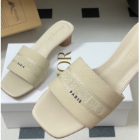 Best Product Dior Dway Heel Slides Sandal 4cm in Grained Calfskin Leather Light Blue 0822075