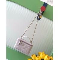 Buy Classic Chanel Grained Shiny Calfskin Long Vanity with Chain and Top Handle AP4933 Pale Grey 2025