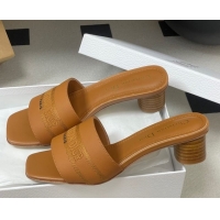 Grade Quality Dior Dway Heel Slides Sandal 4cm in Grained Calfskin Leather Brown 0822076