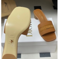 Grade Quality Dior Dway Heel Slides Sandal 4cm in Grained Calfskin Leather Brown 0822076
