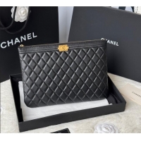 Top Quality Chanel Lambskin Leboy 2.55 Pouch 9847-1 Black/Gold 2025