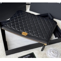 Top Quality Chanel Lambskin Leboy 2.55 Pouch 9847-1 Black/Gold 2025