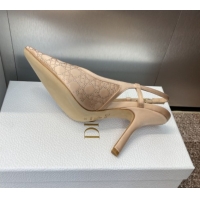 Lowest Cost Dior Capture Slingback Pumps 9.5cm in Satin with Strass Cannage Motif Nude 0822078