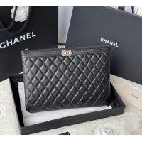 Modern Discount Chanel Lambskin Leboy 2.55 Pouch 9847-1 Black/Silver 2025