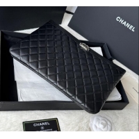 Modern Discount Chanel Lambskin Leboy 2.55 Pouch 9847-1 Black/Silver 2025