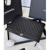 Top Quality Chanel Lambskin Leboy 2.55 Large Pouch 9847 Black/Silver 2025