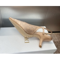 Luxury Dior Capture Slingback Pumps 6.5cm in Satin with Strass Cannage Motif Nude 0822080