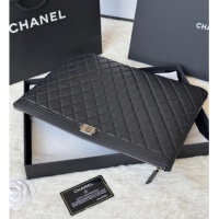 Modern Classic Chanel Grained Calfskin Leboy 2.55 Large Pouch 9847 Black/Silver 2025