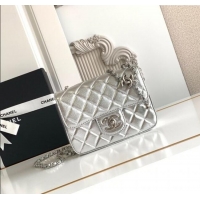 Chic Discount Chanel Grained Calfskin Square Mini Flap Bag with CC Chain AS5758 Silver 2025