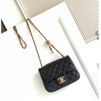 New Discount Chanel Shiny Lambskin Square Mini Flap Bag with CC Chain AS5758 Black 2025