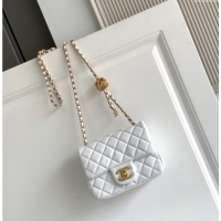 Best Quality Chanel Shiny Lambskin Square Mini Flap Bag with CC Chain AS5758 White 2025