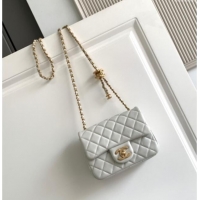 New Fashion Chanel Shiny Lambskin Square Mini Flap Bag with CC Chain AS5758 Light Grey 2025