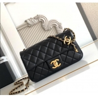 Grade Quality Chanel Shiny Lambskin Mini Flap Bag with CC Chain AS5759 Black 2025