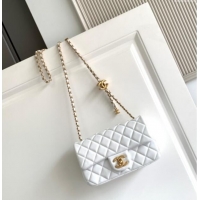Buy Discount Chanel Shiny Lambskin Mini Flap Bag with CC Chain AS5759 White 2025