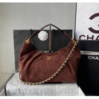 Good Quality Chanel Suede Hobo Bag AS5978 Dark Brown 2025