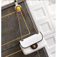 Market Sells Chanel Raffia Straw and Calfskin Small Flap Bag AS5929 White/Black 2025