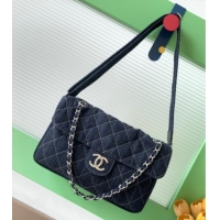 Classic Cheap Chanel Quilted Denim Airport Medium Flap Bag AS2137 Blue 2025