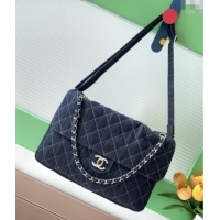 Top Quality Chanel Quilted Denim Airport Large Flap Bag AS2136 Blue 2025