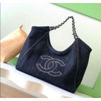 Market Sells Chanel Denim Large Shopping Bag AS2138 Midnight Blue 2025