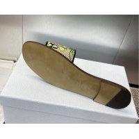 Classic Hot Dior Dway Flat Slides Sandal in Straw and Embroidered Cotton Green/Blue DR082204 50822086