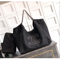 Sophisticated Discount Chanel Denim Large Shopping Bag AS2138 Black 2025