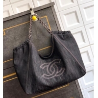 Sophisticated Discount Chanel Denim Large Shopping Bag AS2138 Black 2025