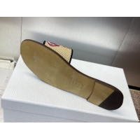Good Quality Dior Dway Flat Slides Sandal in Straw and Embroidered Cotton Blue/White DR082204 0822087