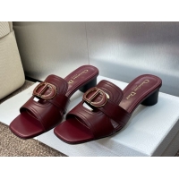 Sophisticated Dior 30 Montaigne Heel Slides Sandal 4.5cm in Calfskin Leather Burgundy DR082205 822091