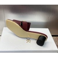 Sophisticated Dior 30 Montaigne Heel Slides Sandal 4.5cm in Calfskin Leather Burgundy DR082205 822091