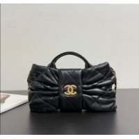 Buy Classic Chanel Shiny Lambskin Mini Bow Bag AS5849 Black 2025