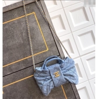 Market Sells Chanel Quilted Denim Mini Bow Bag AS5849 Light Blue 2025