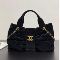 Top Grade Chanel Velvet-Effect Nylon Bow Bag AS5851 Black 2025