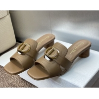Top Grade Dior 30 Montaigne Heel Slides Sandal 4.5cm in Calfskin Leather Beige DR082205 822092