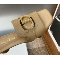 Top Grade Dior 30 Montaigne Heel Slides Sandal 4.5cm in Calfskin Leather Beige DR082205 822092