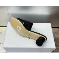 Good Quality Dior 30 Montaigne Heel Slides Sandal 4.5cm in Calfskin Leather Black DR082205 0822093