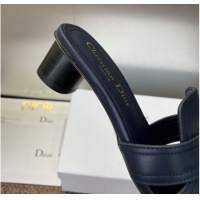Best Quality Dior 30 Montaigne Heel Slides Sandal 4.5cm in Calfskin Leather Deep Blue 0822096
