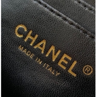 Good Quality Chanel Grained Calfskin Zipped Phone Holder with Chain and Strass CH101102 Black 2025