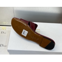 Super Quality Dior 30 Montaigne Flat Slides Sandal in Calfskin Leather Burgundy DR082205 0822098
