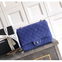 Buy Fashionable Chanel Suede Flap Bag CH101103 Royal Blue 2025