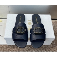 Unique Style Dior 30 Montaigne Flat Slides Sandal in Calfskin Leather Deep Blue DR082205 0822100